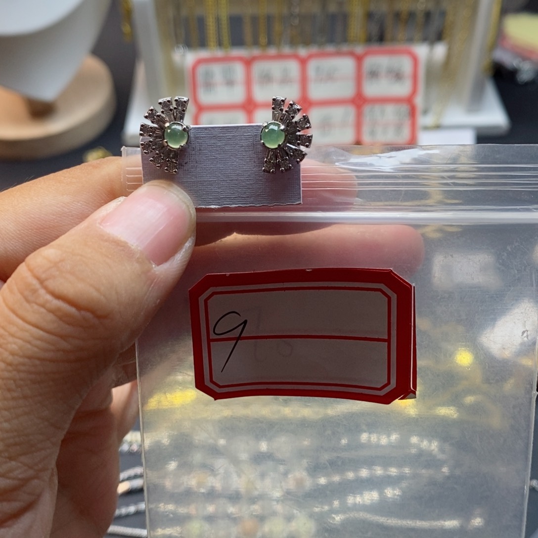 翡翠戒指银S925镶嵌翡翠首饰