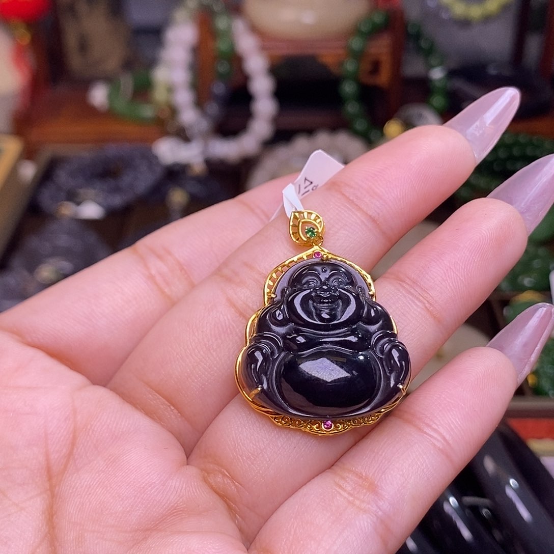 和田玉烟紫帝王紫金镶佛公吊坠未镶嵌