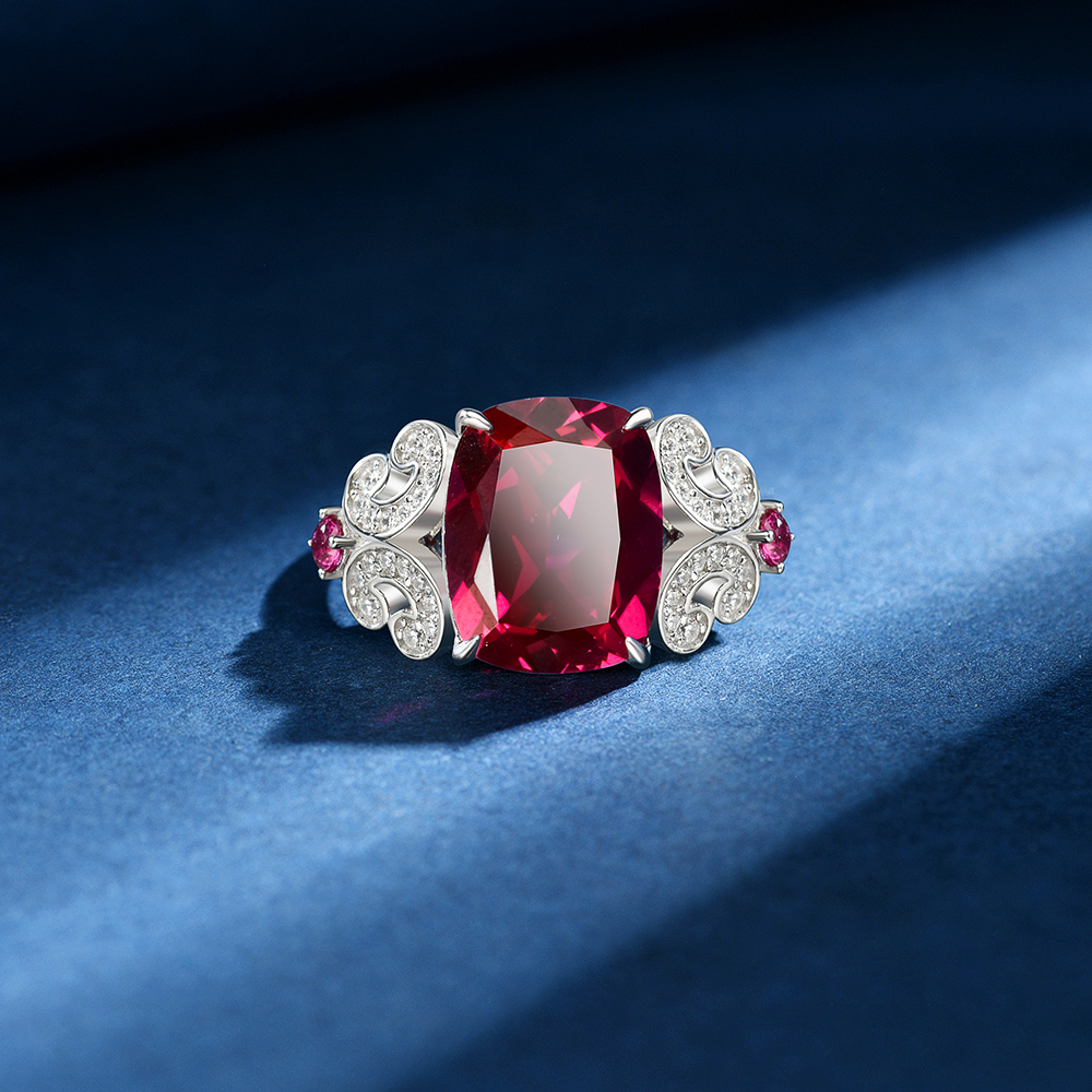 培育红宝石R4586【如意】新款豪华镶嵌鸽血红色古风轻奢戒指