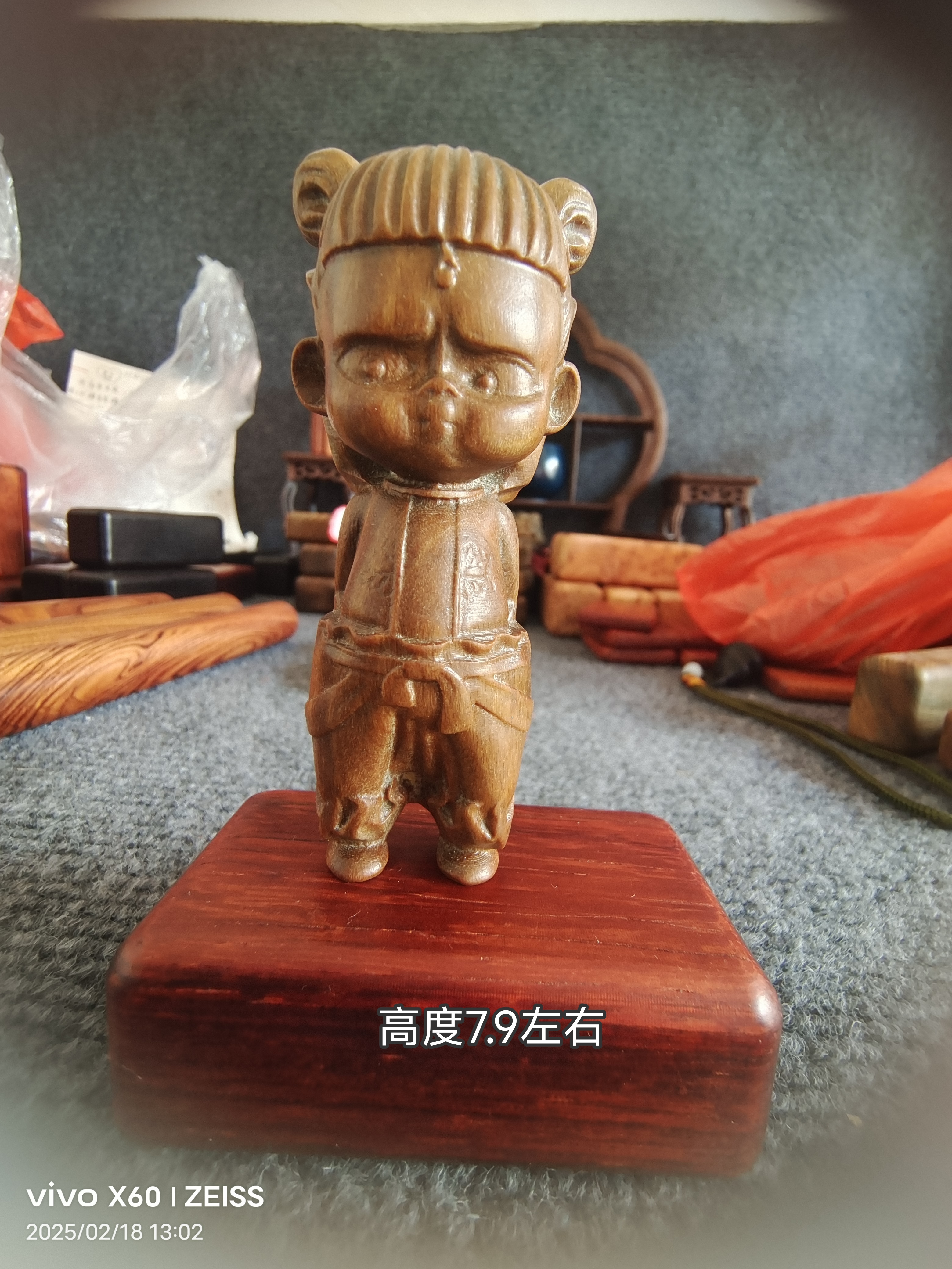 阿根廷绿檀小哪吒小摆件
