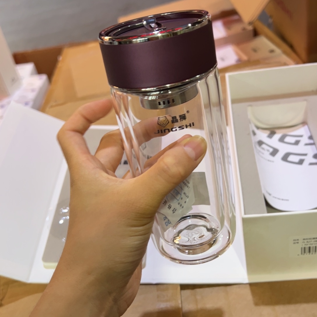 晶双层玻璃杯280玻璃杯紫色提环316路网