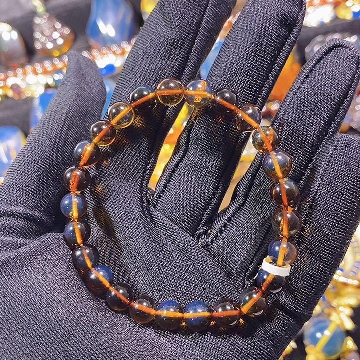 蓝珀未镶嵌珠宝奇石墨西哥红蓝手串7