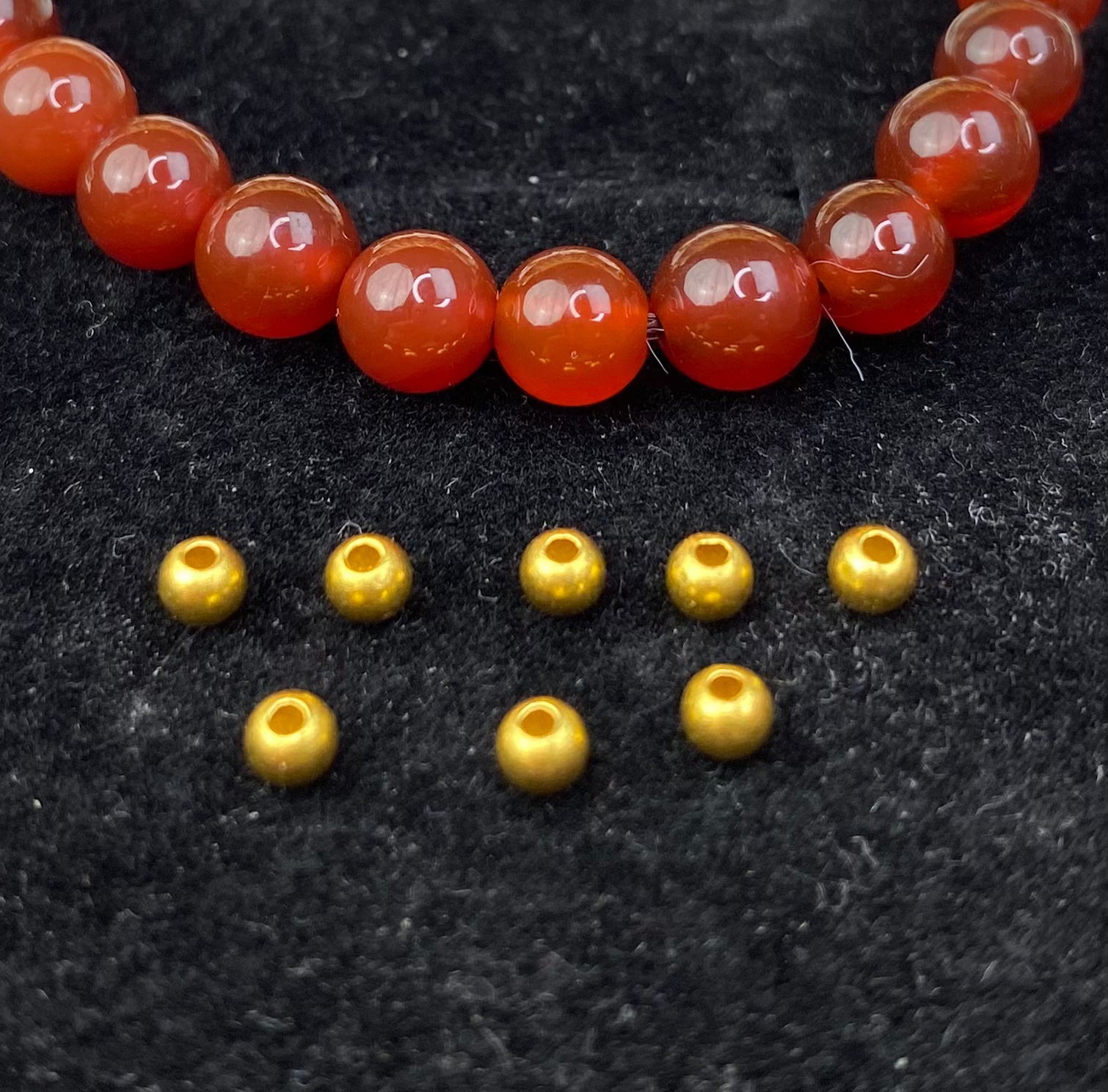 足金999黄金卡3金珠8颗八方来财金珠滚滚来黄金配件