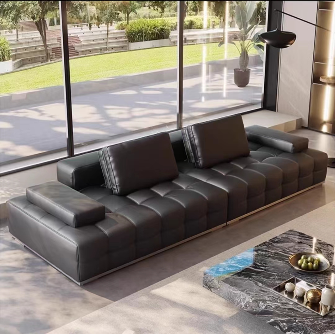 客厅沙发劳伦斯直排意式极简家具别墅头层牛皮简约创意