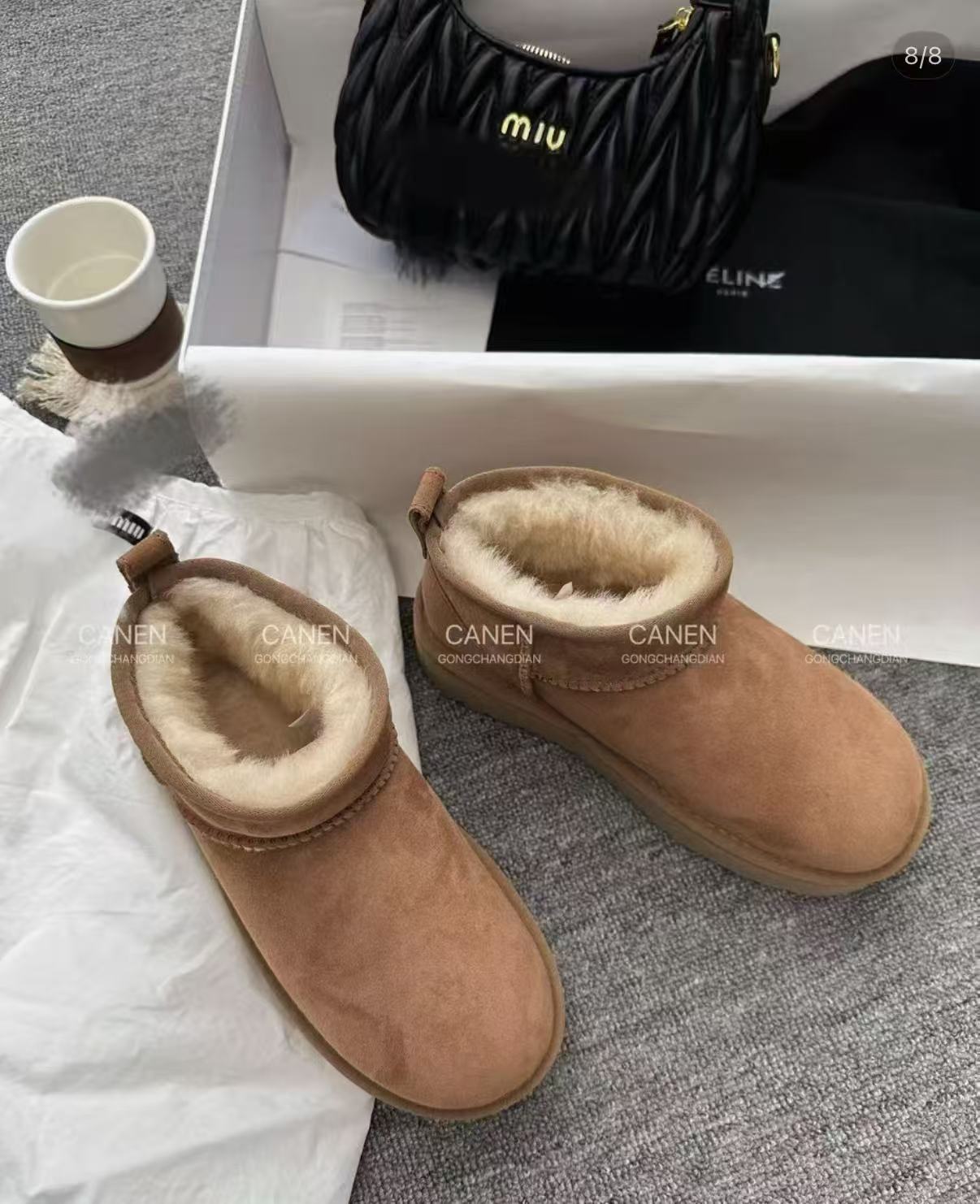 6109冬雨同款3cm 低帮加厚皮毛一体 保暖透气时尚百搭雪地靴