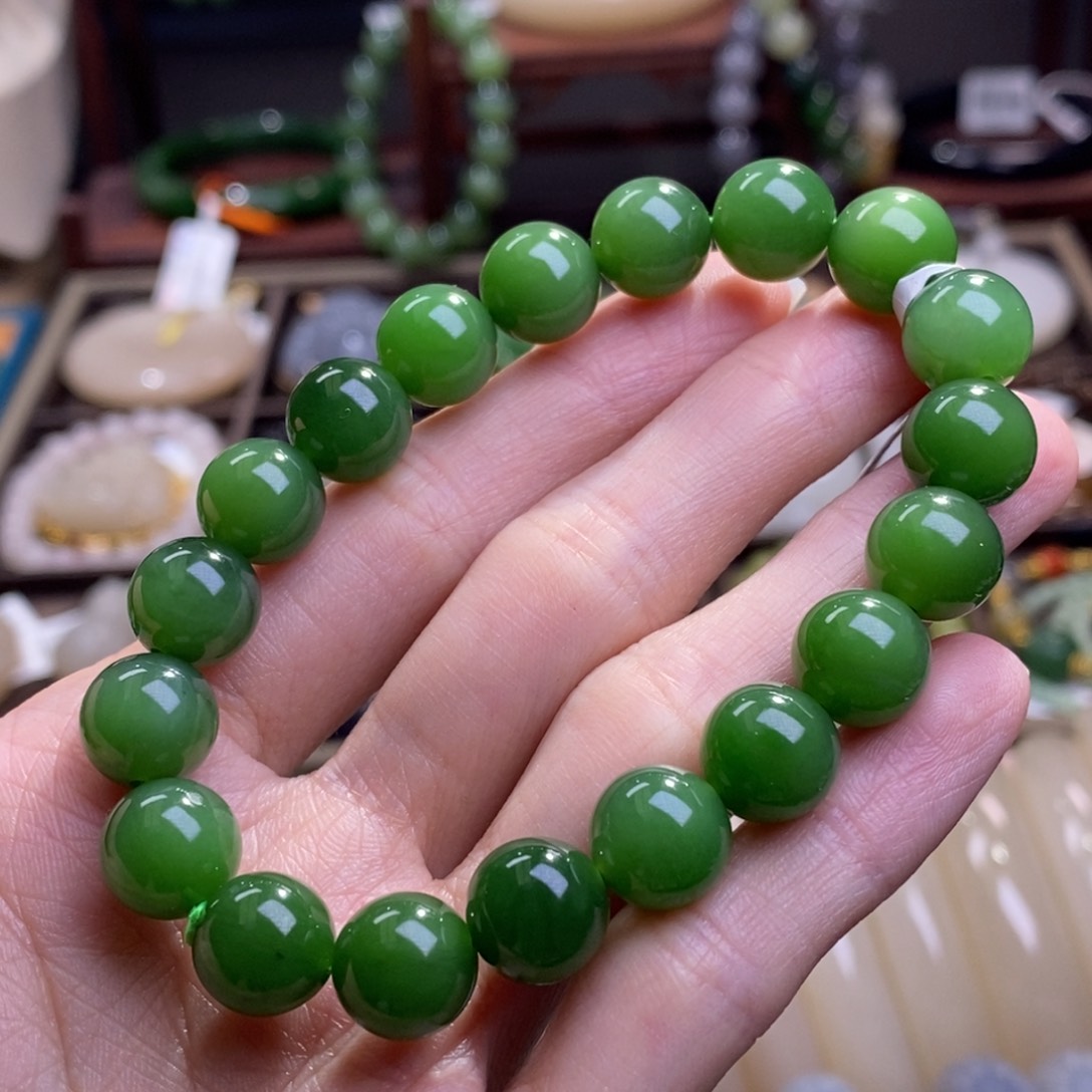 和田玉碧玉手串10MM未镶嵌