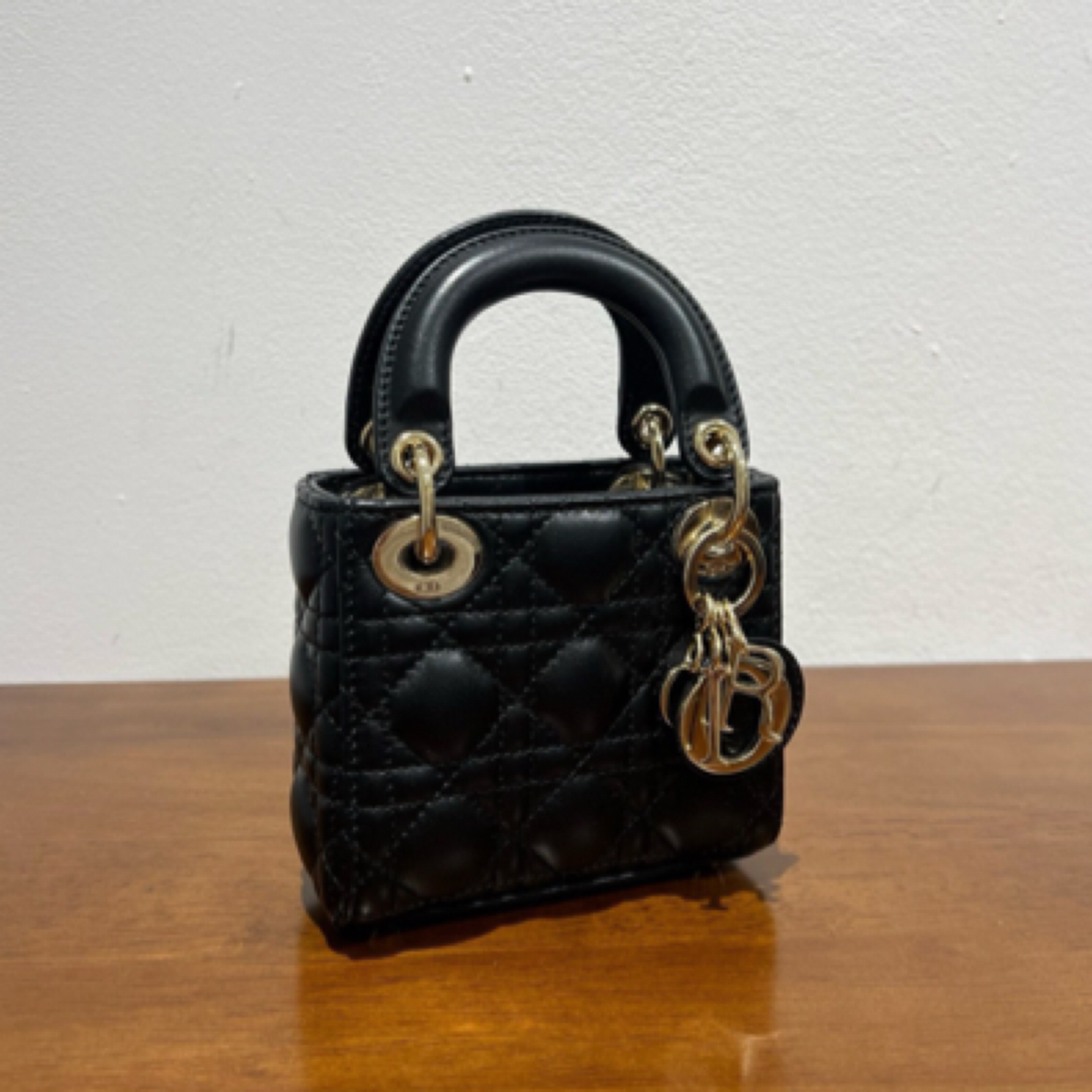 99新 DIOR/迪奥 黑金戴妃 mini 手提包