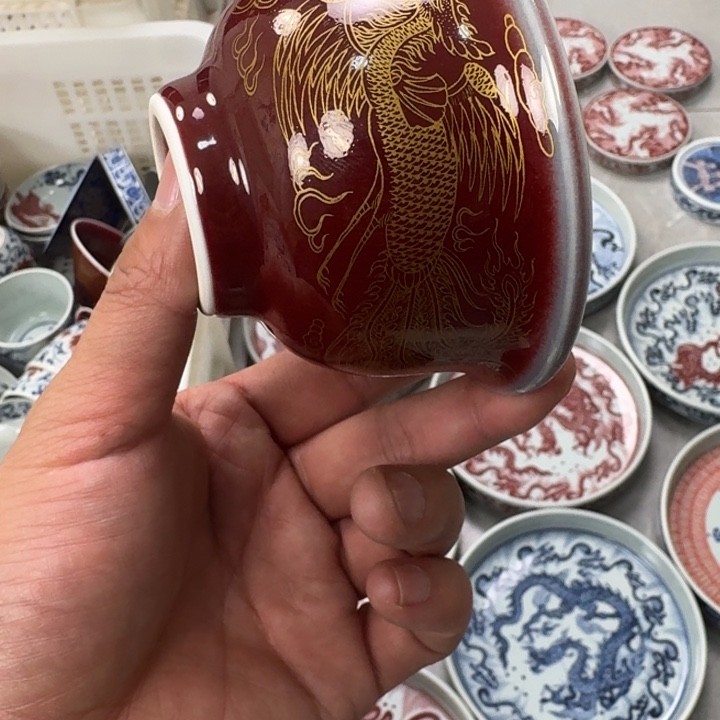 摆件郎红龙凤呈祥压手杯