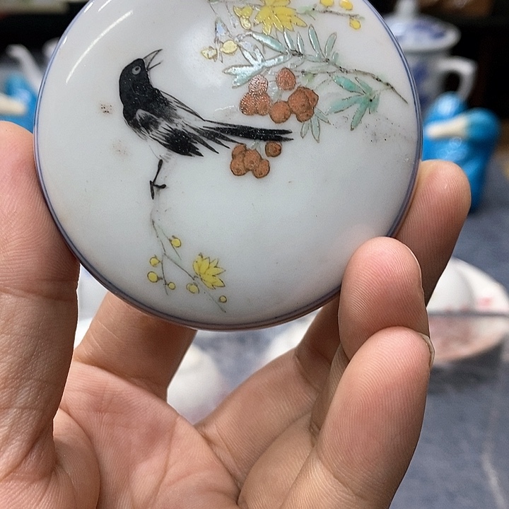 陶瓷陶瓷印泥盒完整