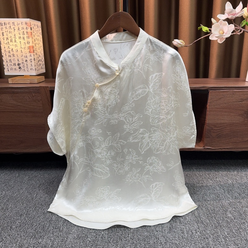 『采洁』新中式国风重磅刺绣植物花蕊花型衬衫当季新款衬衣902