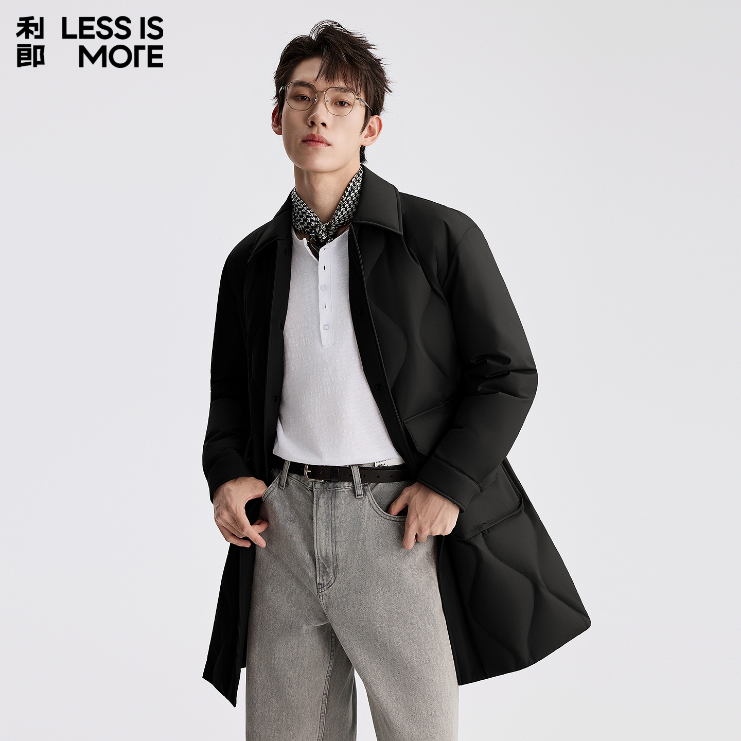 利郎【可机洗羽绒】时尚薄款羽绒服中长款冬季保暖户外休闲男款外套