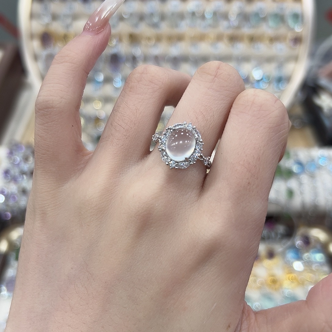 恋***尘岫玉银S925镶嵌戒指