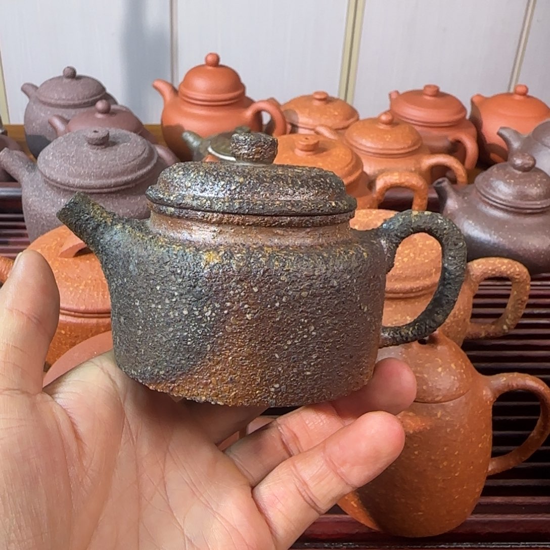 紫砂茶壶八目红降洗砂柴烧德钟150cc