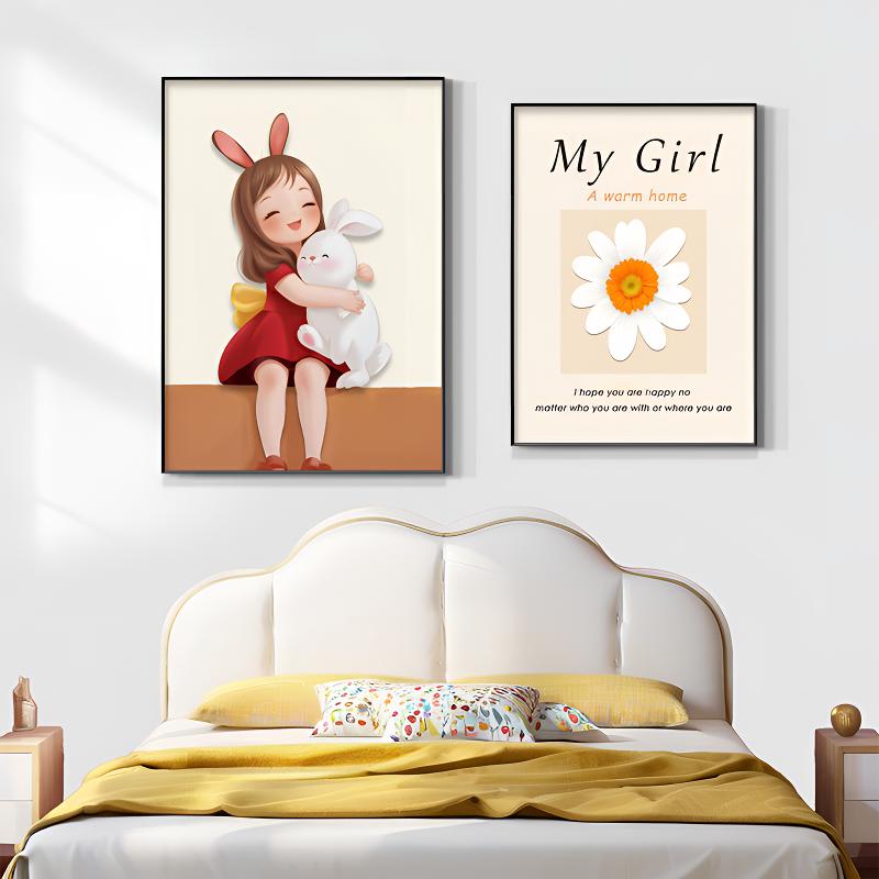 女孩房装饰挂画优质水晶质感晶瓷防水成品儿童房沙发背景墙装饰画