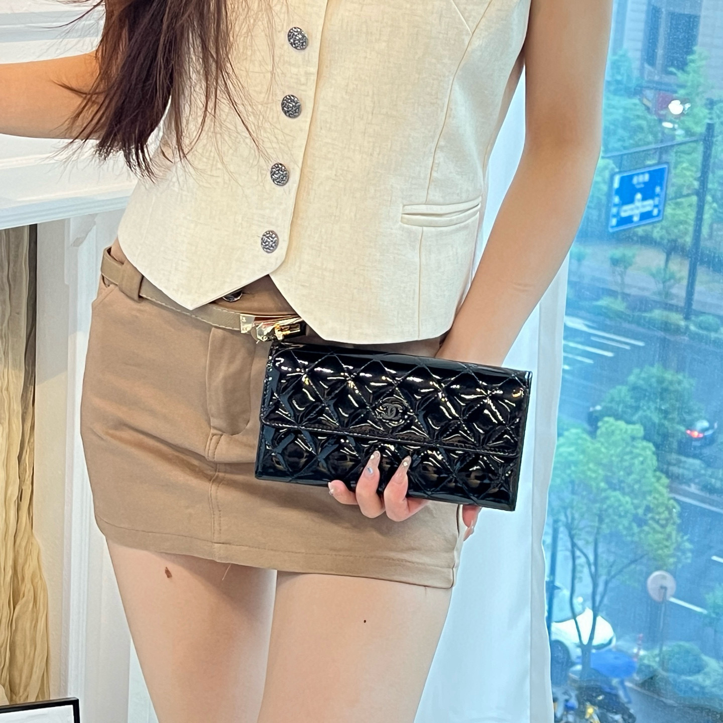 95新 Chanel/香奈儿 chanel赫本黑cf长钱包