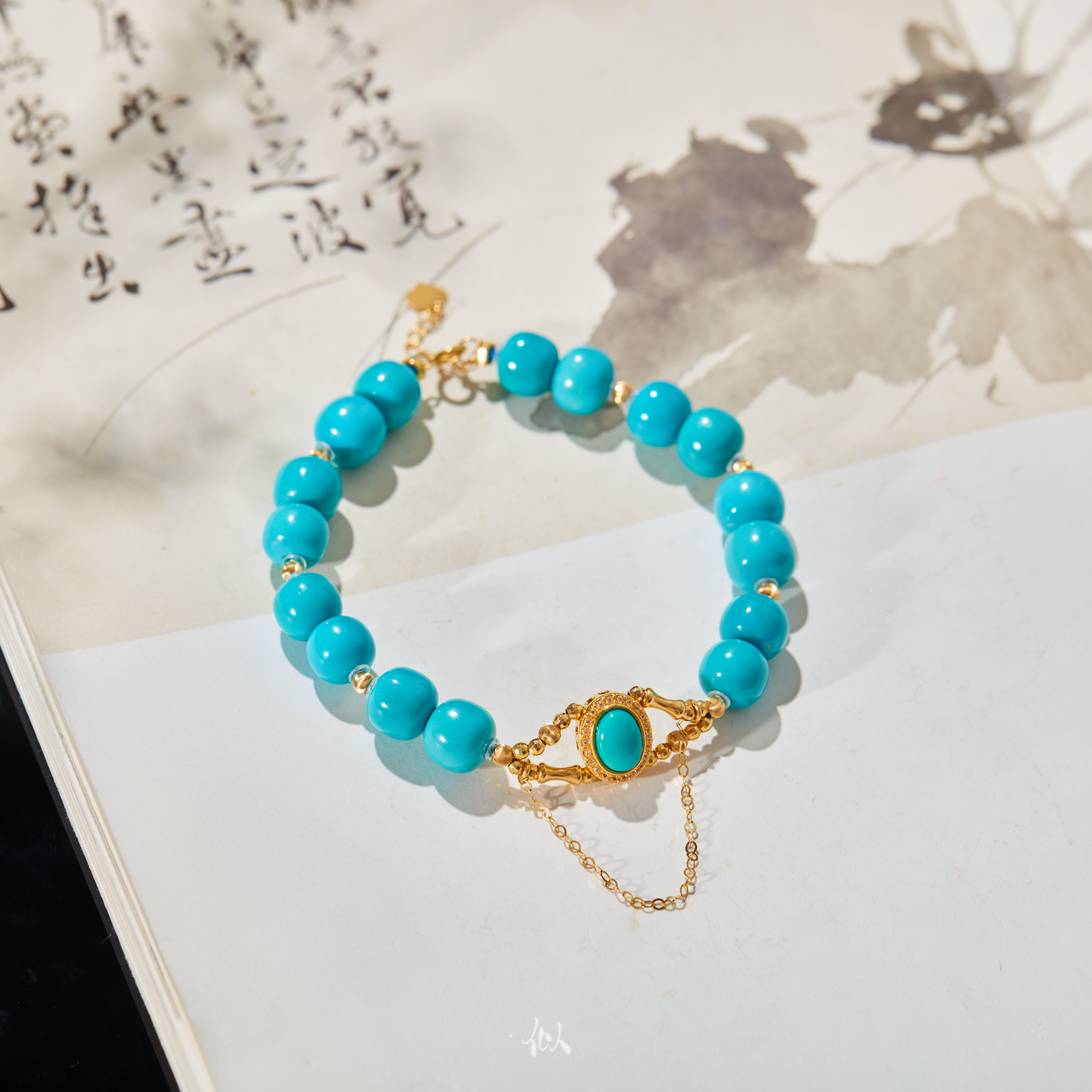 【晚桑】·似梓珠宝· 18K金绿松手串 SZCC2402189