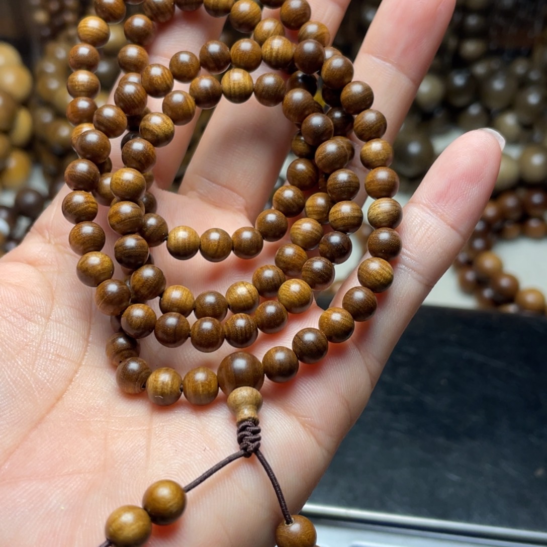 檀香木手串/手链正区老山檀香0.6虎皮瑕疵