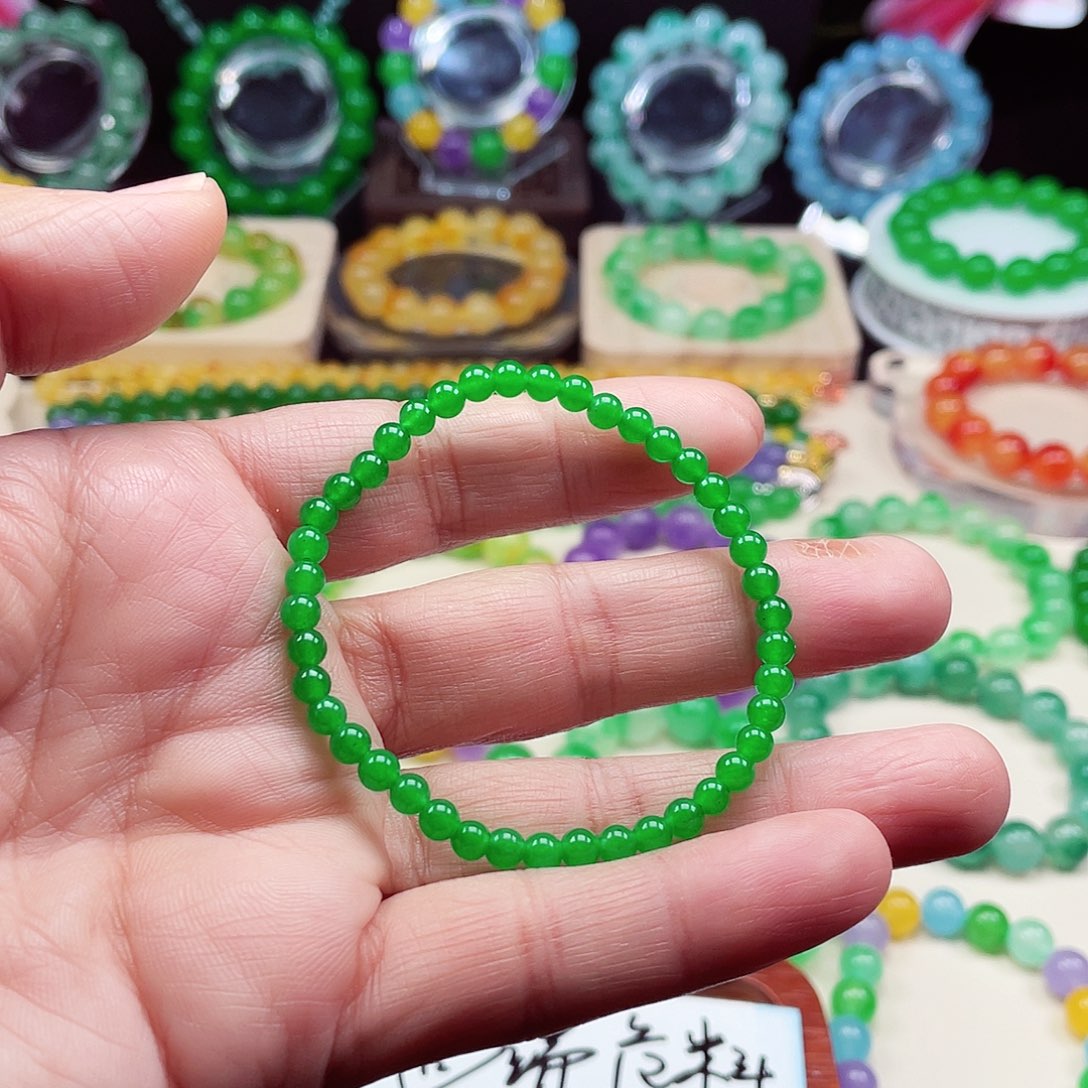 翡翠未镶嵌颈饰卡4.5翡翠珠链男女款18