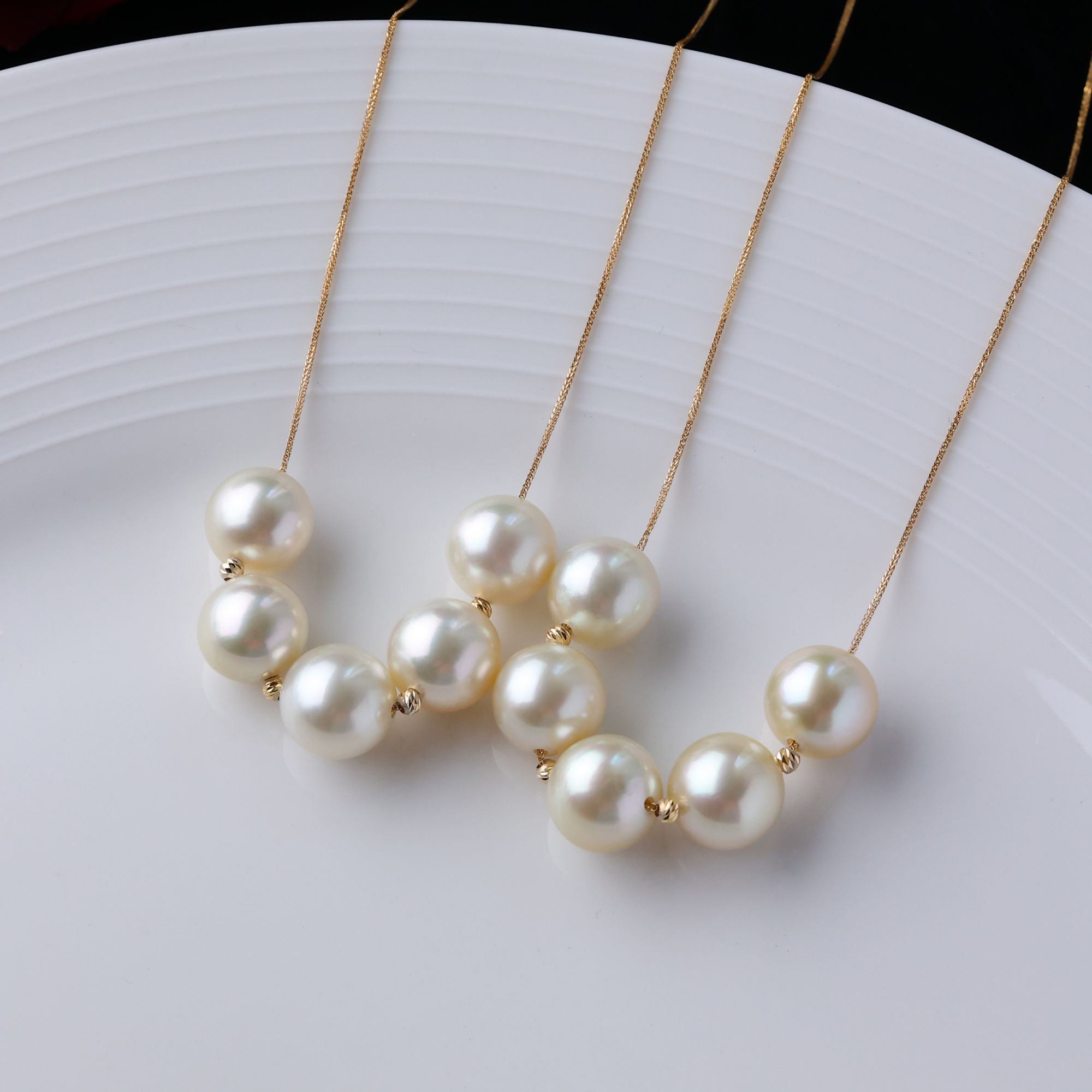 天然海水干枯澳白珍珠项链11-12mm18k金镶嵌微笑链*多样性发一条