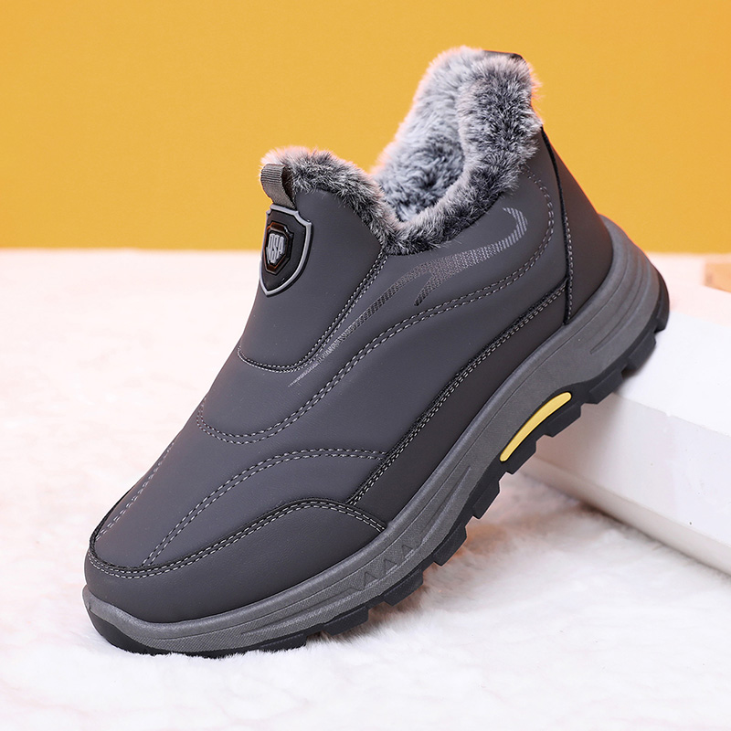 冬季新款加绒加厚休闲风雪地靴棉靴防滑耐磨软底保暖一脚蹬爸爸鞋