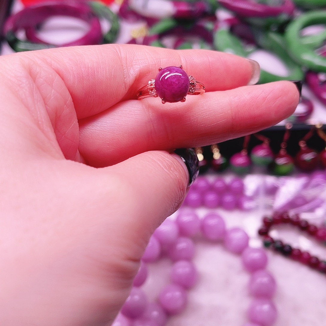 红宝石戒指银S925镶嵌