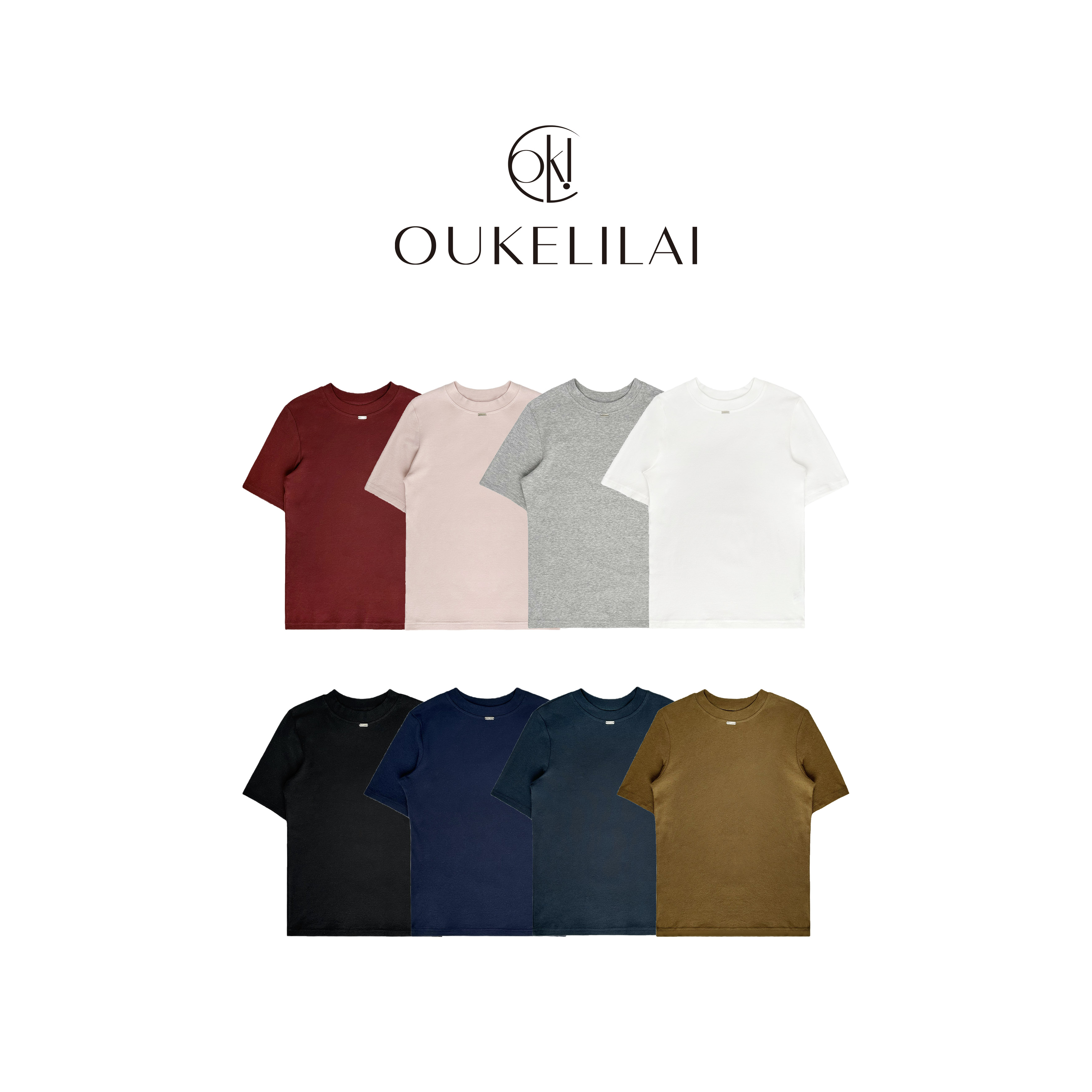 099【来自艾米精品店】简约纯色通勤款胸前贴牌高弹短袖