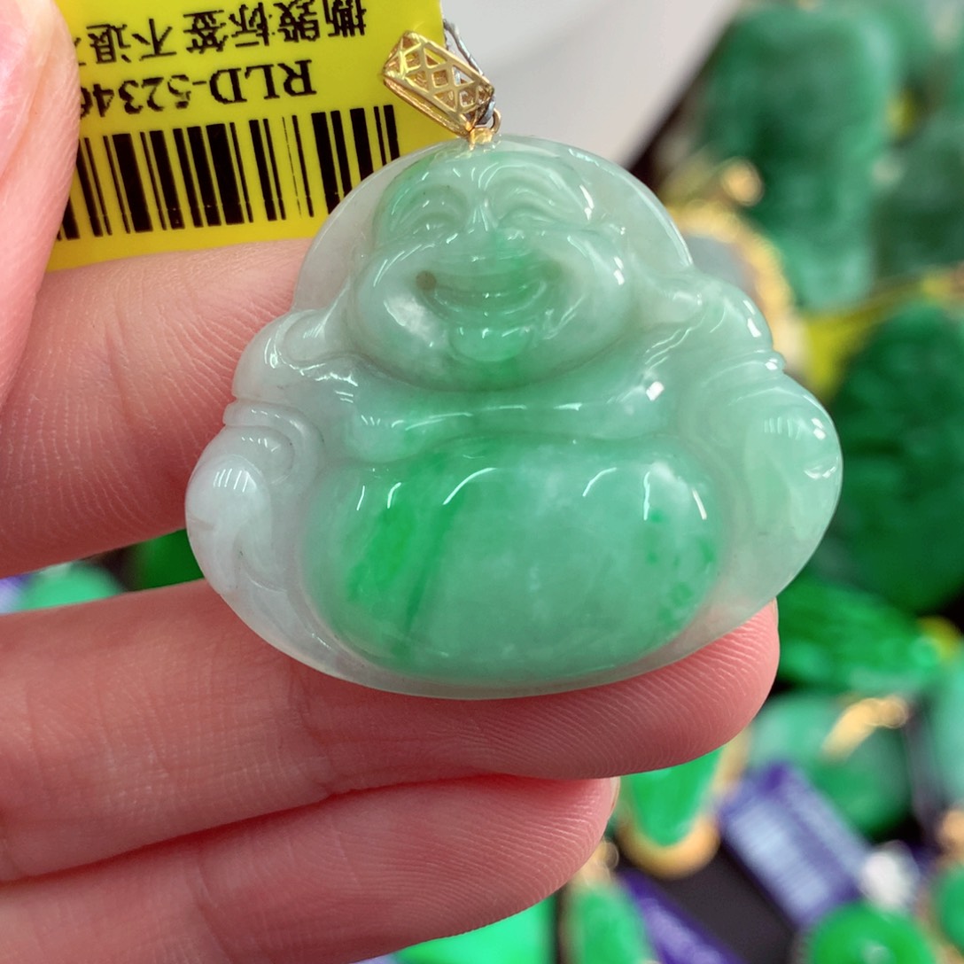 翡翠18K金镶嵌吊坠(不含链)