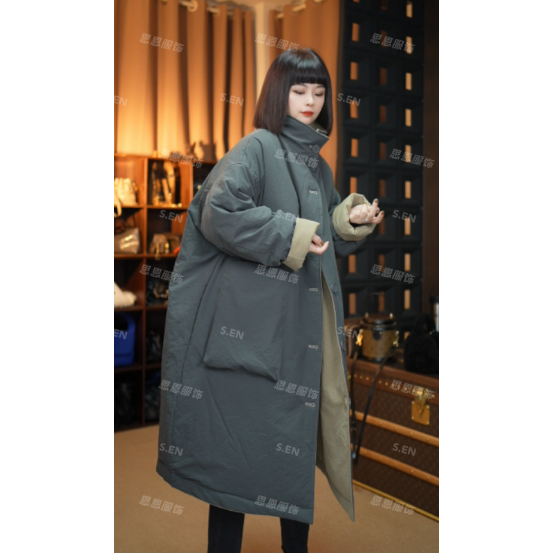 【思恩】2025冬季新款欧洲站休闲时尚两面穿立领棉服女272
