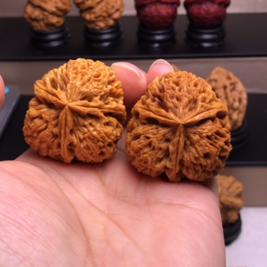 文玩核桃把件盘龙玉凤三楞15