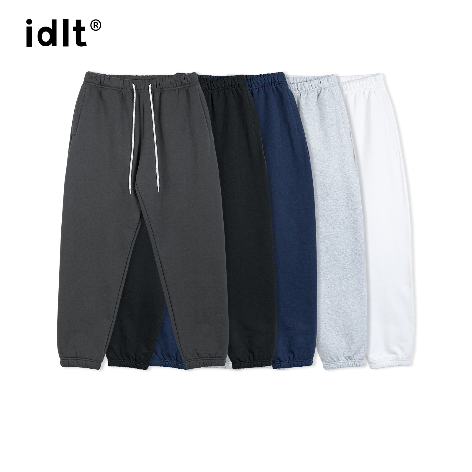 idlt 高品质宽松卫裤束脚裤纯棉运动原创简约基础款百搭长裤DF66