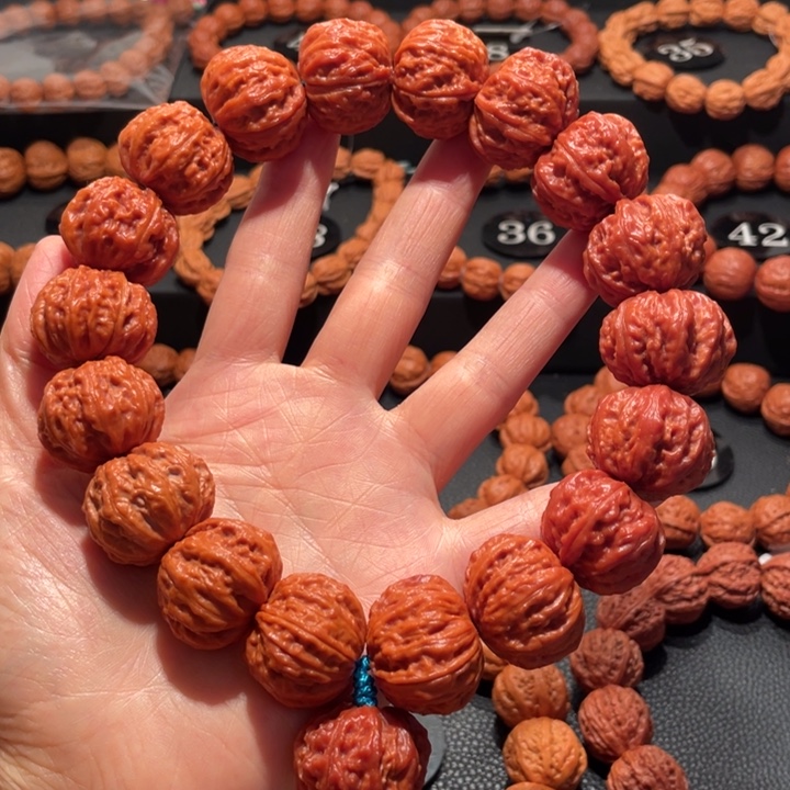 今***福文玩核桃手串矮壮粗筋磨盘手持2.5