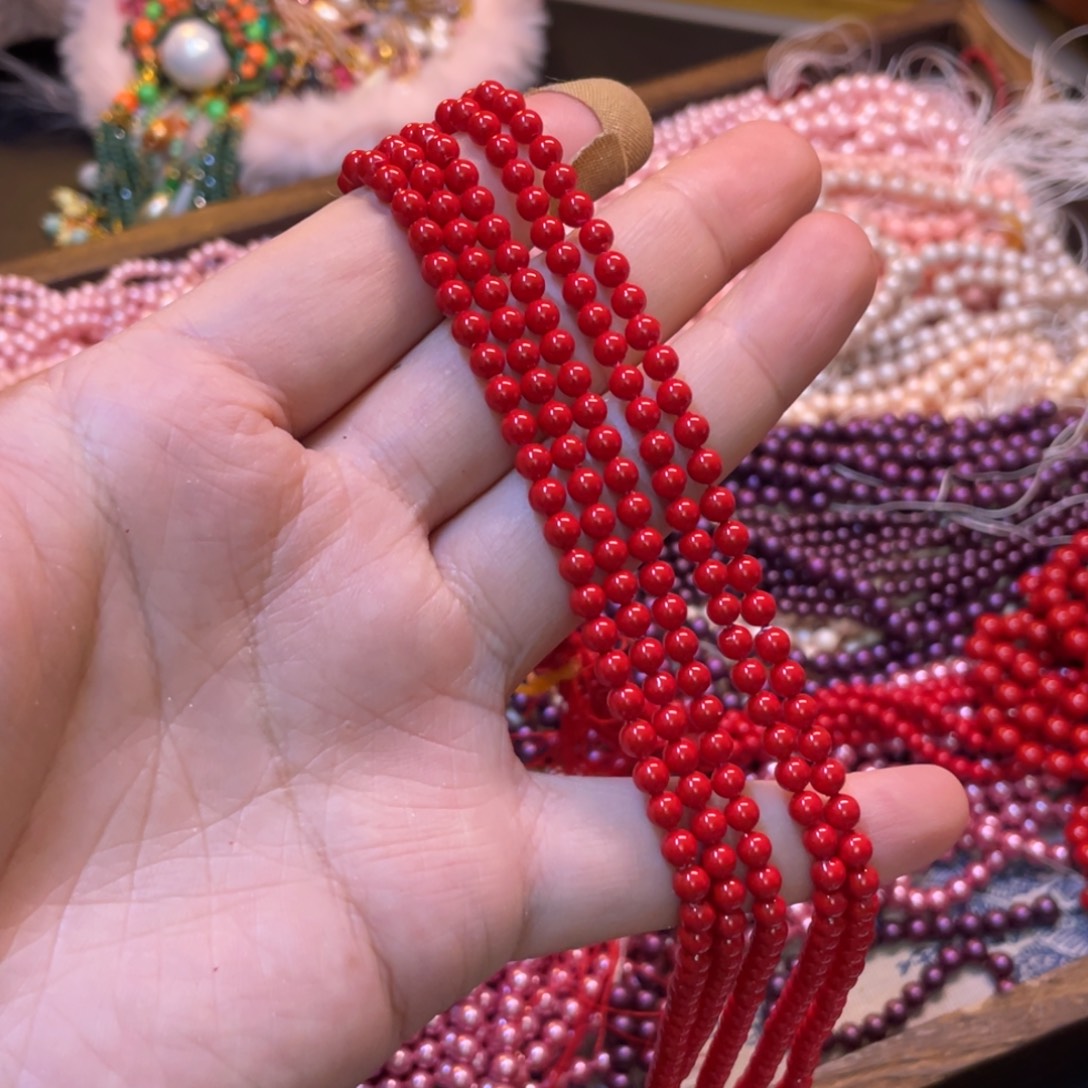 4mm大红 手工diy半成品