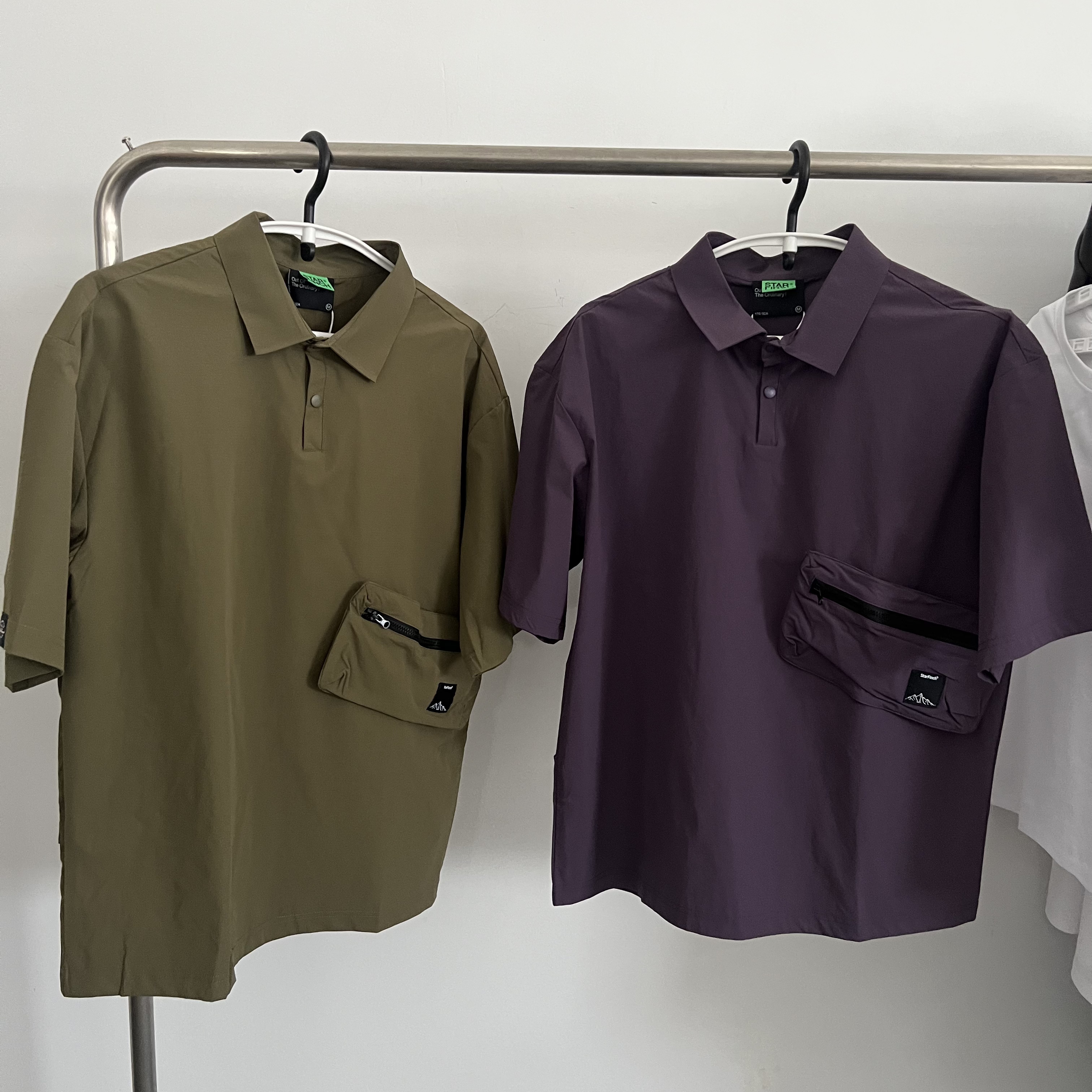 5040梭织衬衫短袖夏季Polo领设计感大口袋休闲短袖上衣