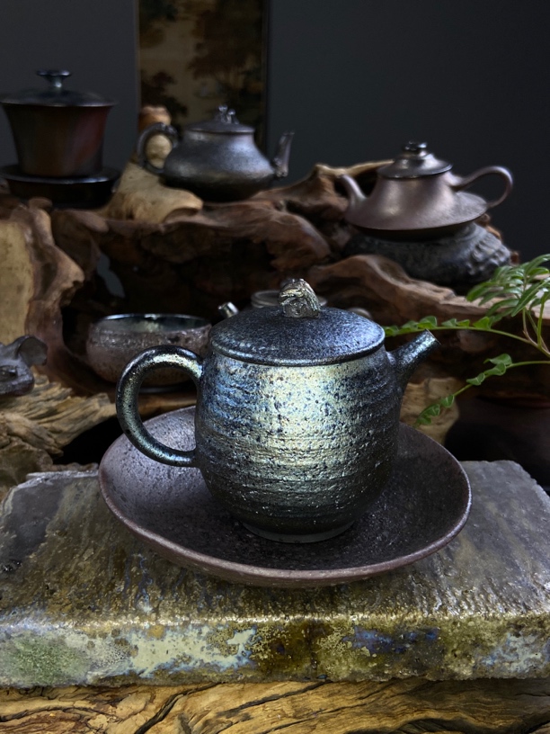 建水紫陶柴烧茶器紫泥柴烧茶壶古法烧制古拙出彩