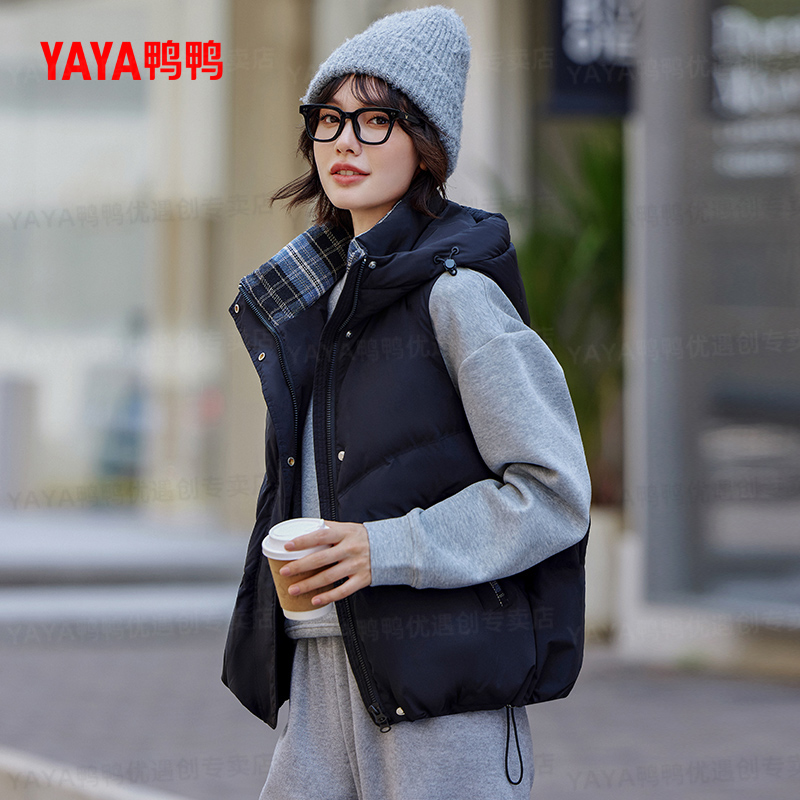 YAYA/鸭鸭2025年90绒冬新款连帽外穿保暖加厚短款百搭YE5C602771E