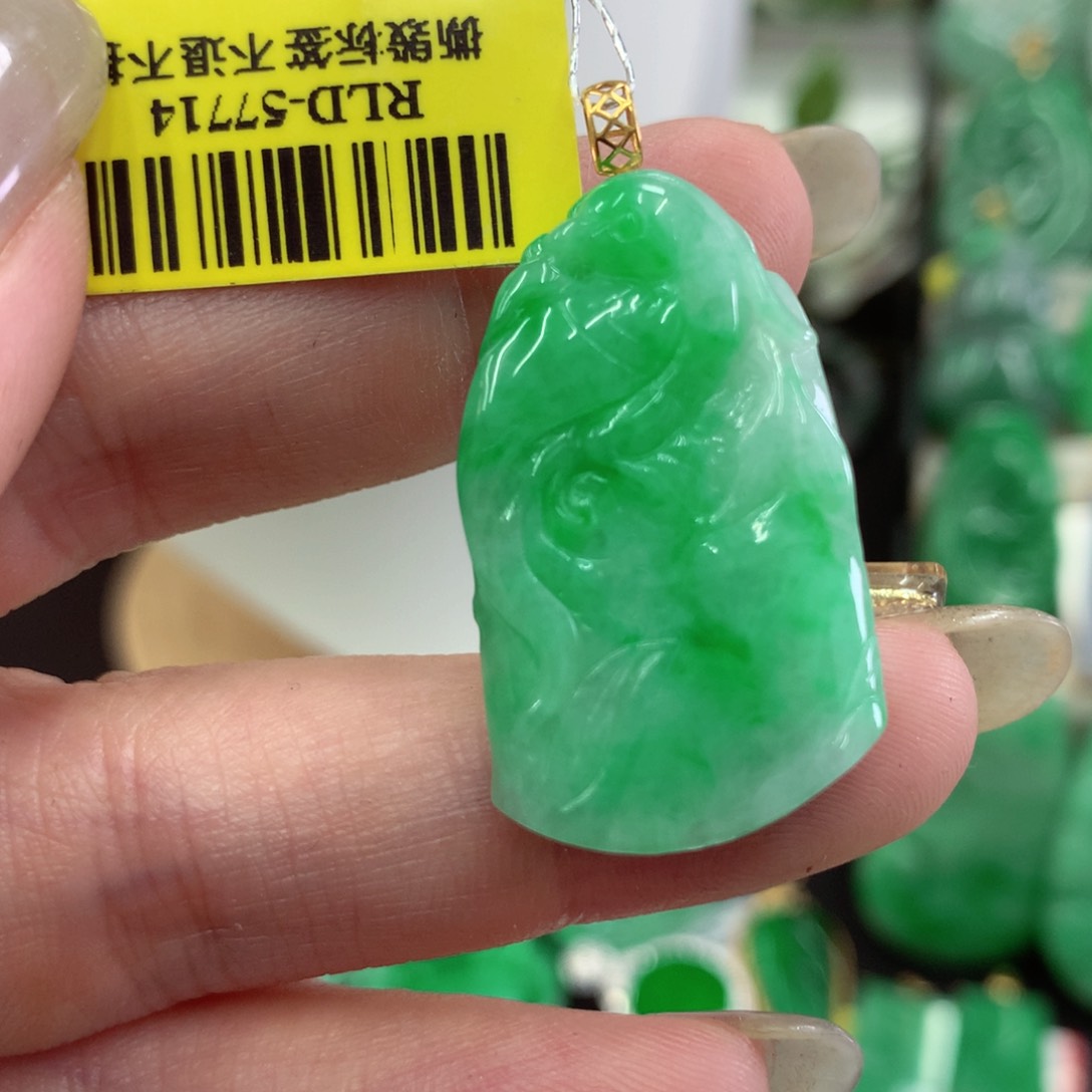 翡翠18K金镶嵌吊坠(不含链)