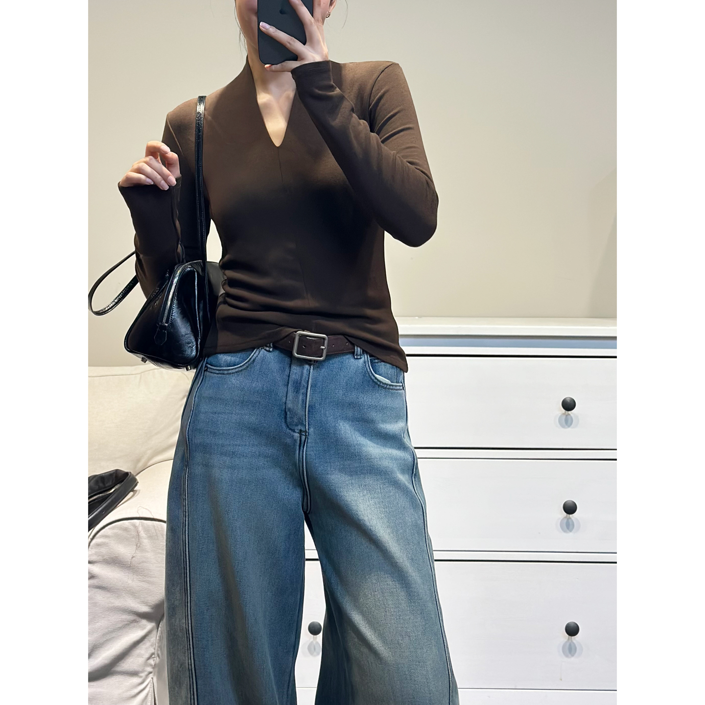 【视觉天鹅颈】 磨毛长袖T恤 薄绒 23528