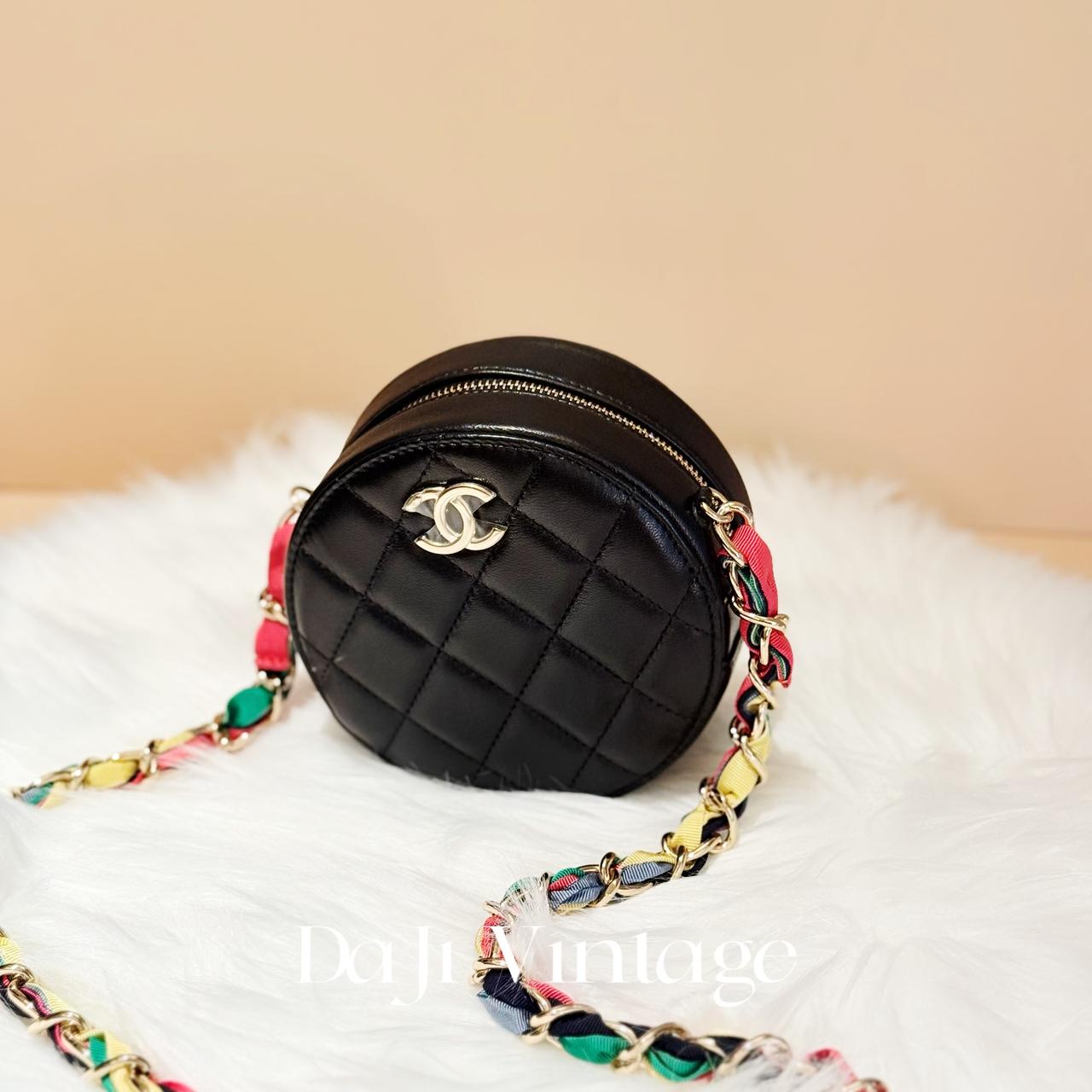 95新 Chanel/香奈儿 大吉中古/Chanel香奈儿菱格纹彩虹链条圆饼斜