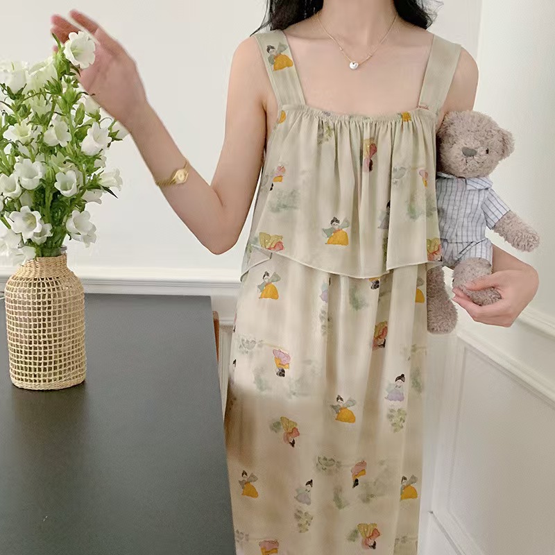 【80-160斤】性感吊带睡裙法式浪漫前开扣设计睡衣家居服薄款韩版