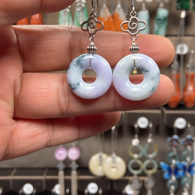 【闪购商品】翡翠耳饰银S925镶嵌耳饰