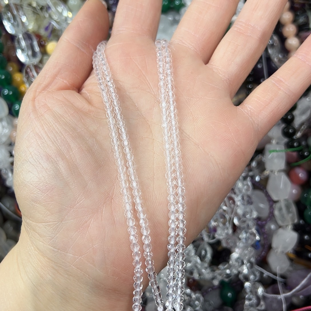 玛瑙/玉髓未镶嵌珠宝半成品，卡3白水晶2条