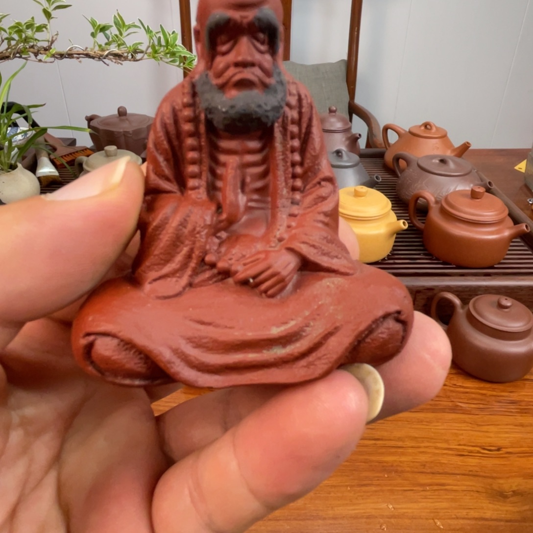 茶宠紫砂达摩朱泥