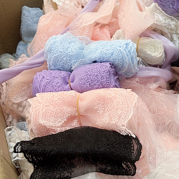 14宽的蕾丝粉蓝紫黑色各5码