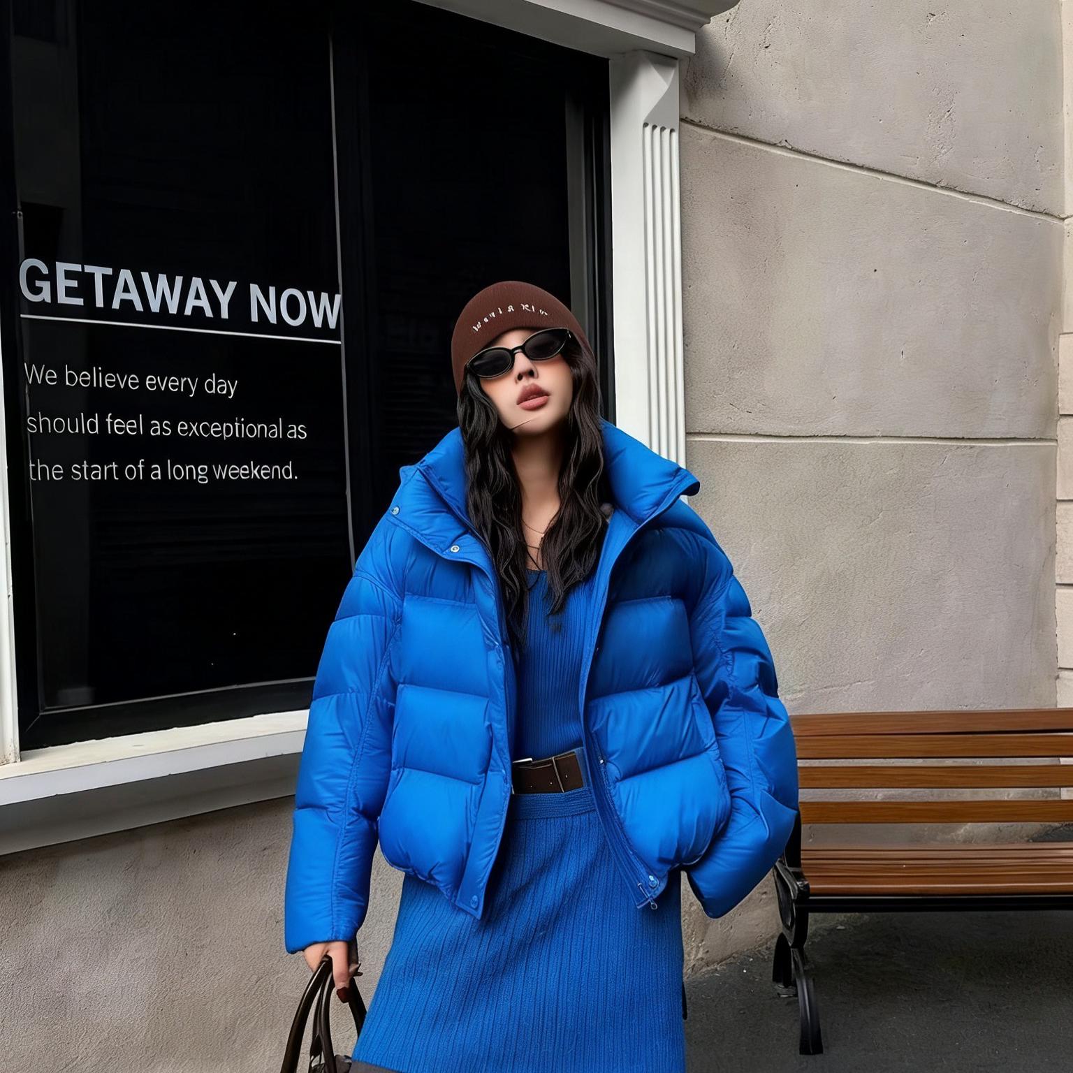 95鹅短款女羽绒服短款纯色休闲外套加厚宽松女士韩版R1013