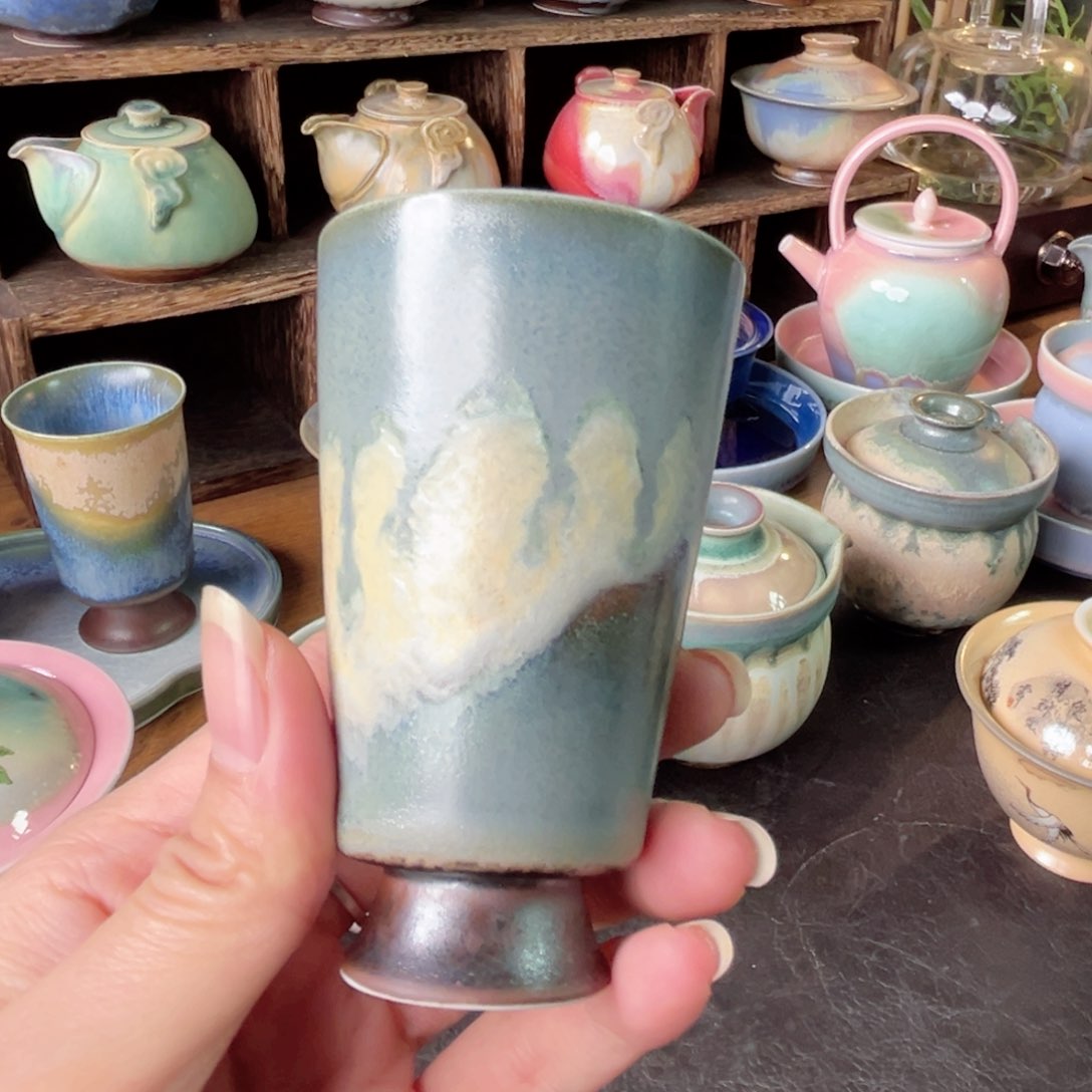 盘纯手工制作柴烧茶器