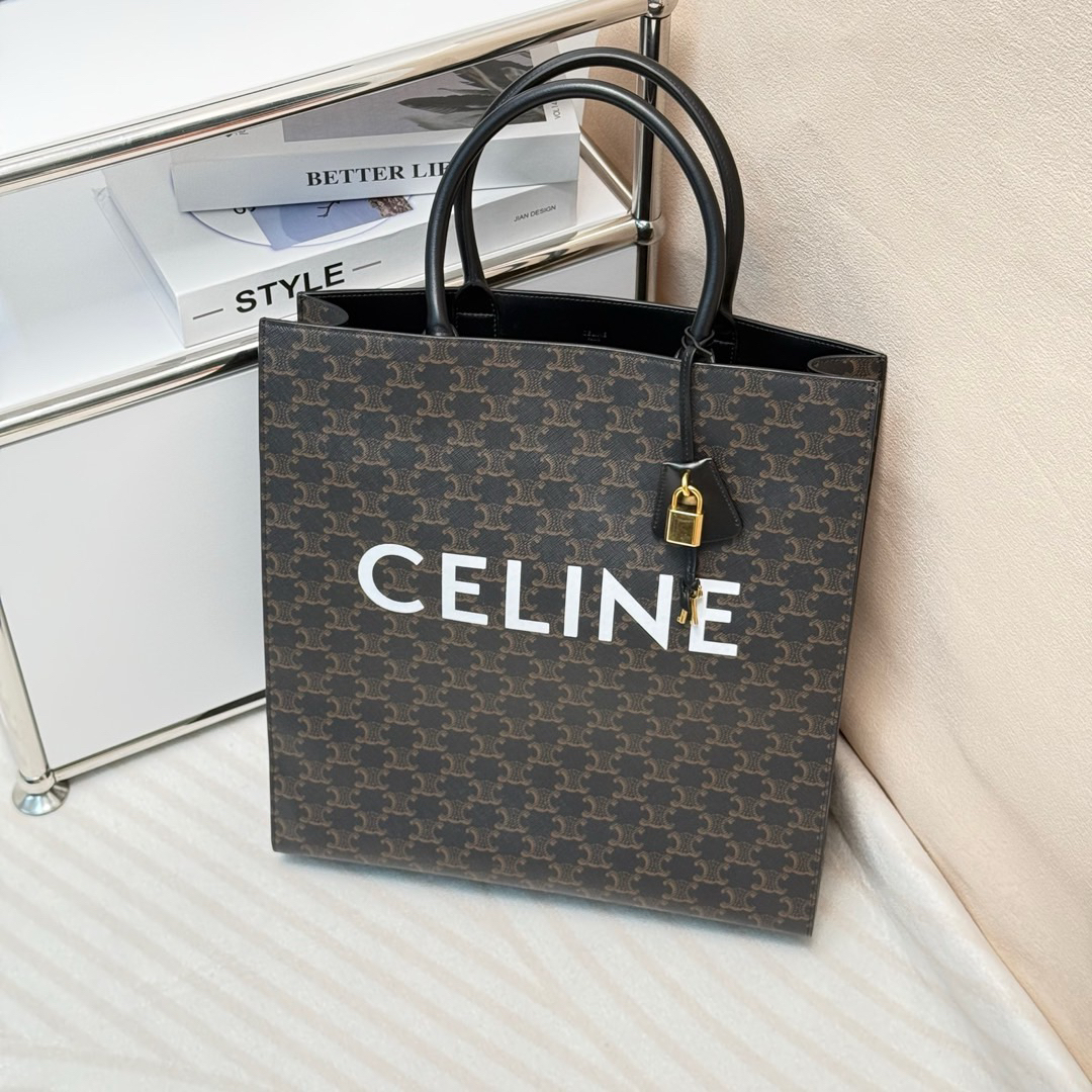95新 Celine/思琳 黑老花 琴谱托特大号/696483321