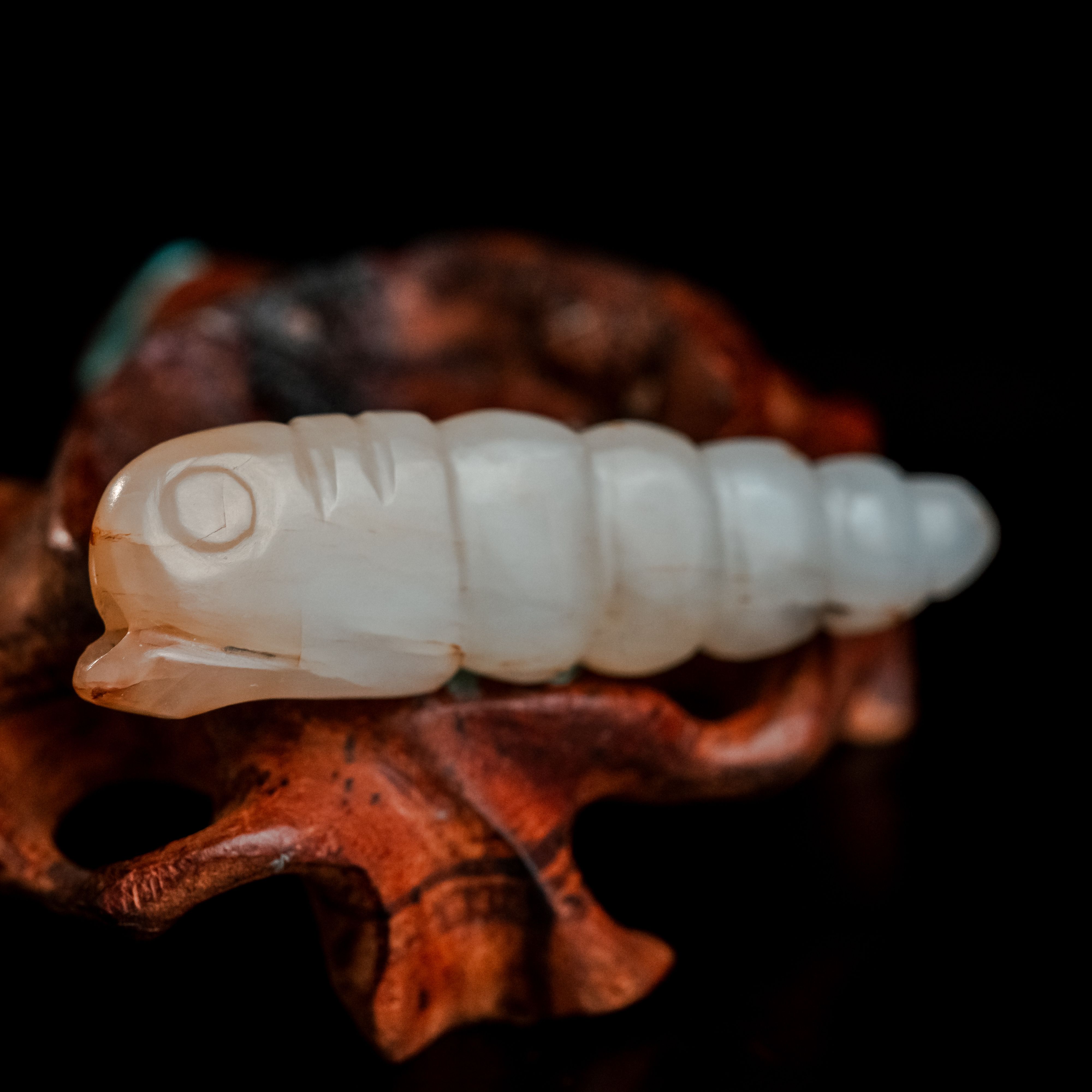 明代和田玉玉蚕花件-NX