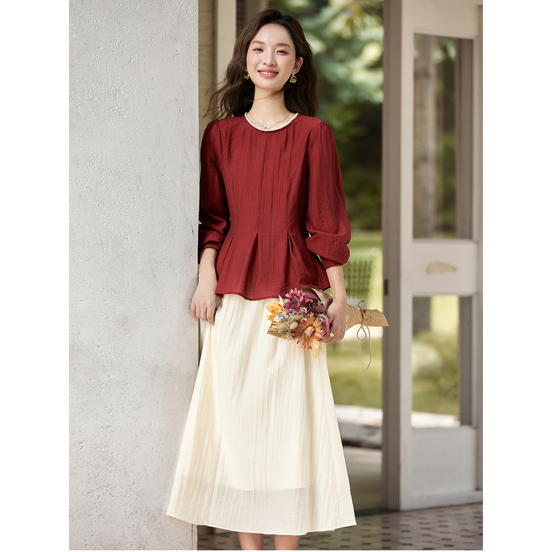 F梵希蔓优雅套装女秋季圆领上衣收腰半身裙两件套A2899