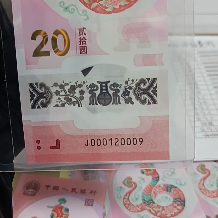 塑料蛇钞号码如图所示000120009