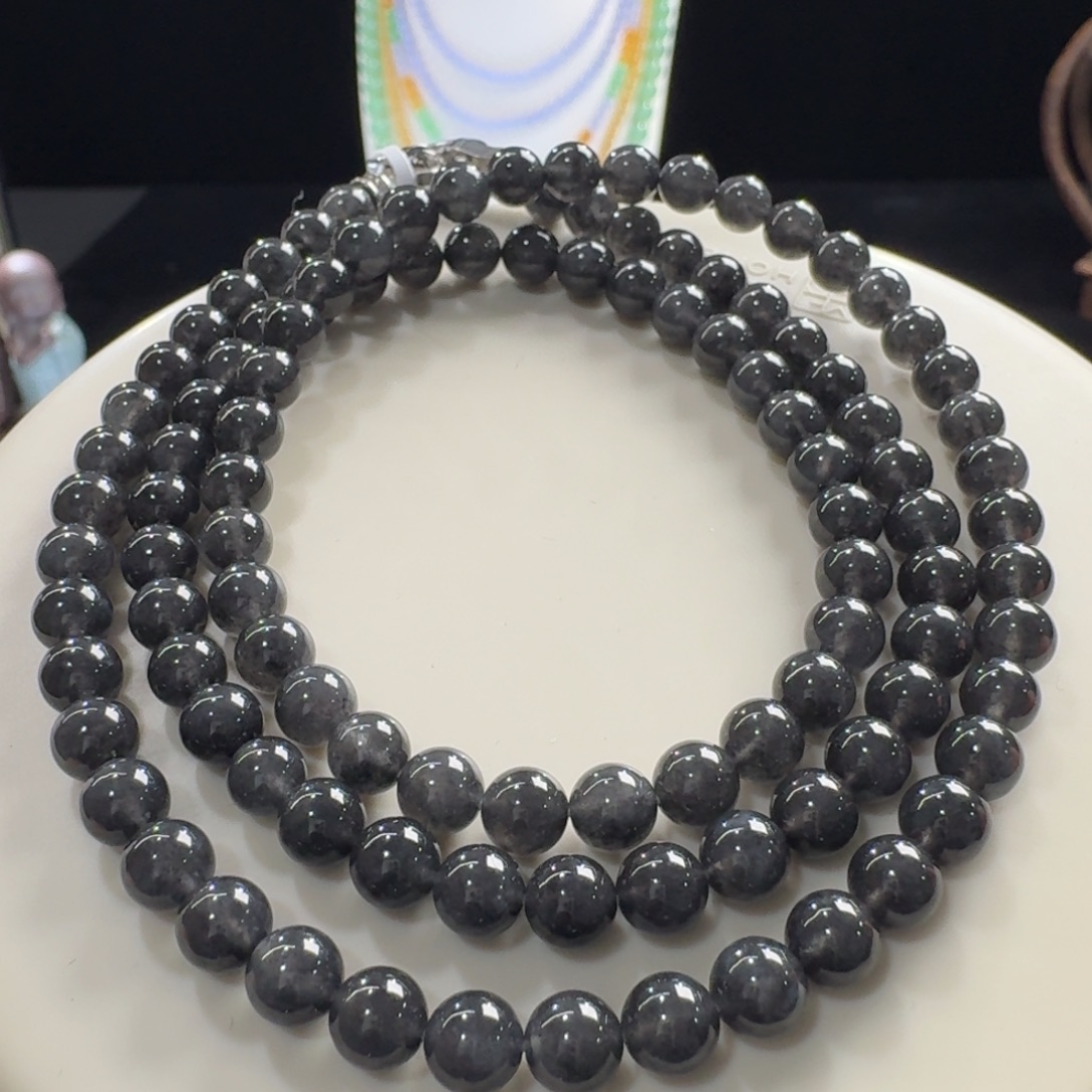 翡翠未镶嵌手链冰乌鸡长串6.1mm